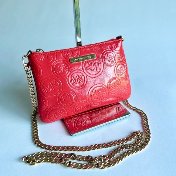 Michael Kors Red Patent Leather Shoulder Bag Crossbody Bag - Picture 3 of 12